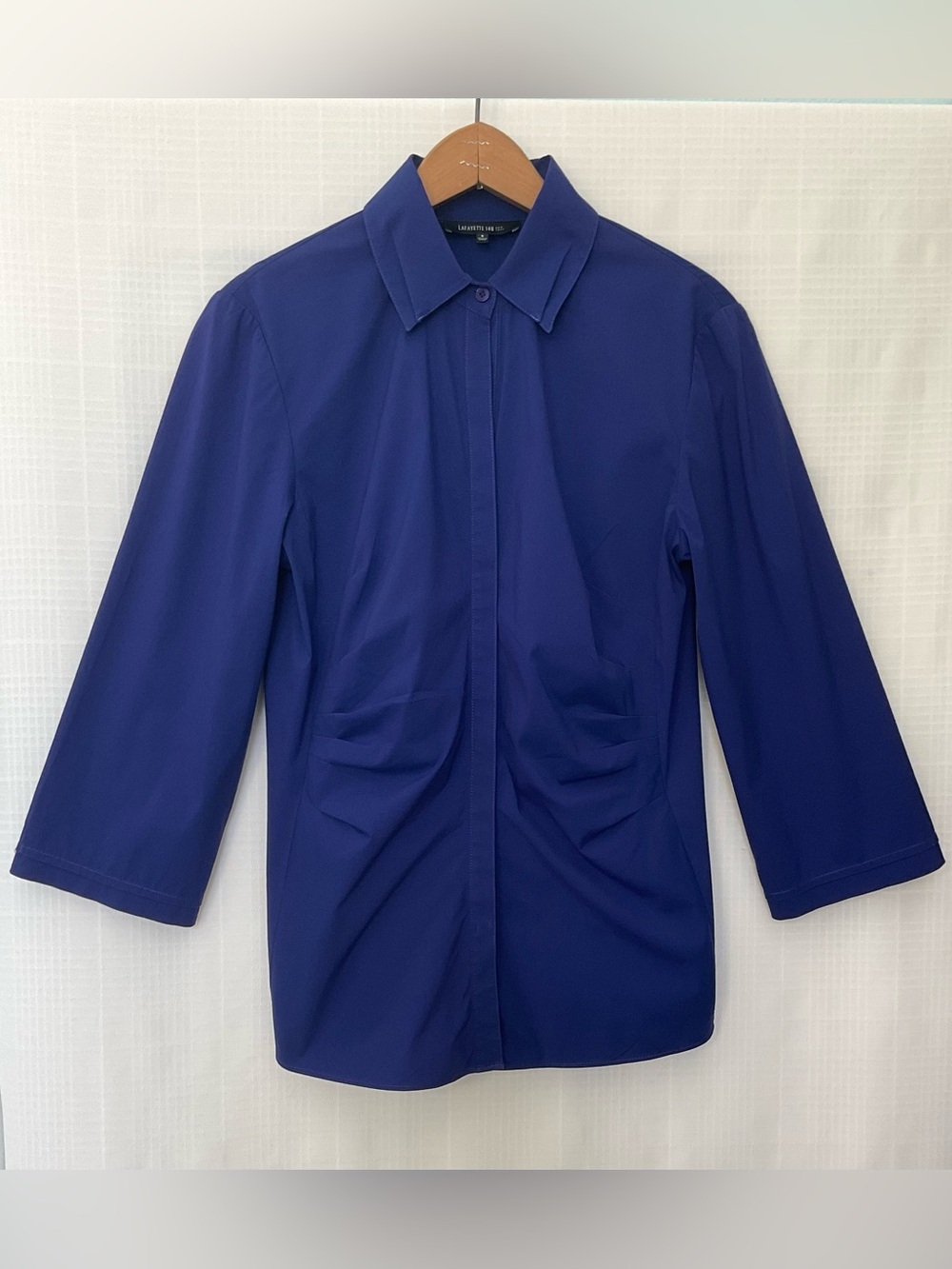 Lafayette 148 New York Deep Blue Button-Front Shirt